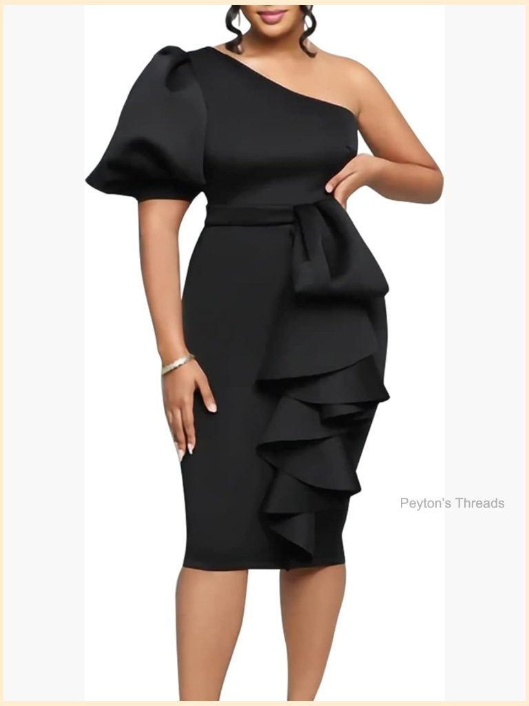 Sexy V Neck Short Sleeve Ruffle Midi Bodycon Dress